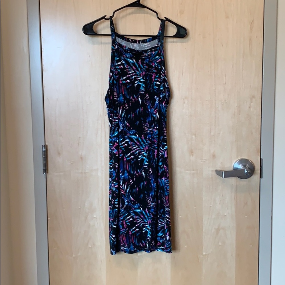 Black, blue, purple, and pink dress